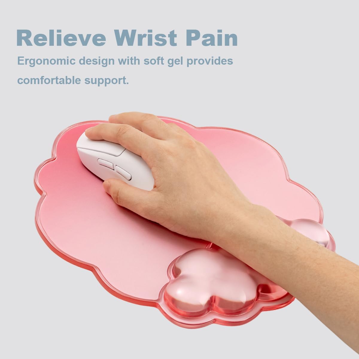 Gel Wrist Rest and Cloud Mouse Pad Support for Keyboard and Mouse - Ergonomic Pink Keyboard Wrist Pad Set for Typing Pain Relief/Computer/Laptop/Gaming/Home/Office (Cloud Shape, Gradient Blue Pink)