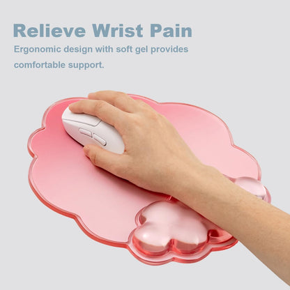 Gel Wrist Rest and Cloud Mouse Pad Support for Keyboard and Mouse - Ergonomic Pink Keyboard Wrist Pad Set for Typing Pain Relief/Computer/Laptop/Gaming/Home/Office (Cloud Shape, Gradient Blue Pink)