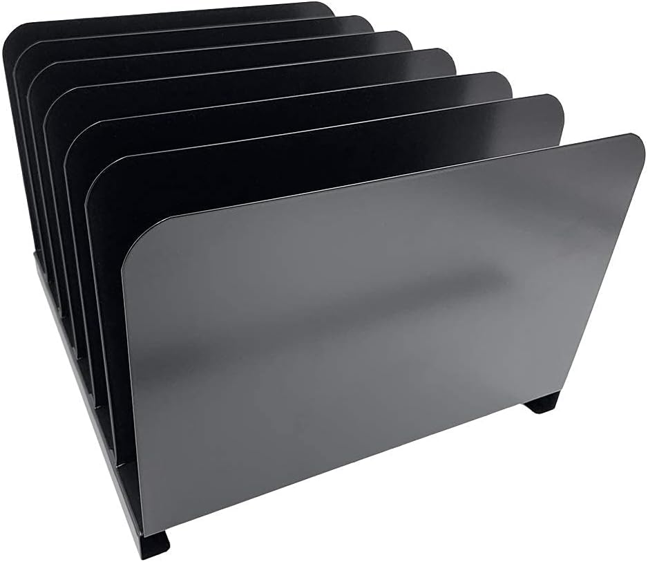 Huron Desktop File Binder Organizer Storage Vertical 8 Slot, Black Commercial Grade Steel