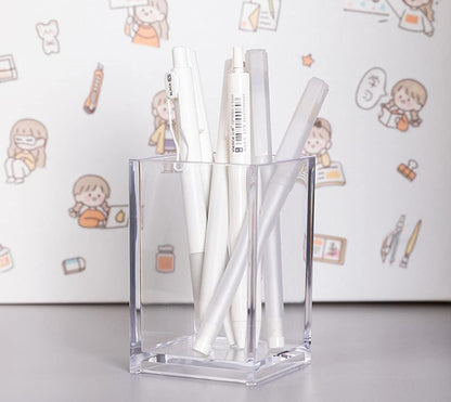 HSYMQ 2 Pack Clear Acrylic Pencil Pen Holder Cup, Makeup Brush Holder Acrylic Desk Accessories