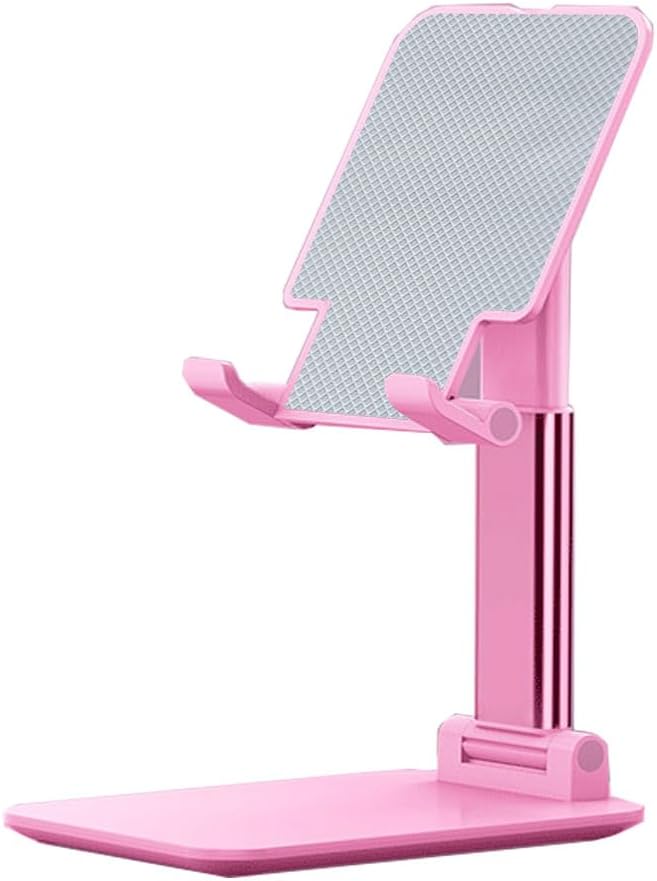 Cell Phone Stand, Angle Height Adjustable Cell Phone Holder with Silicon Pad for Desk Fully Forldable Mobile Phone Holder Compatible with All Mobile Phones, MT-6, (White)