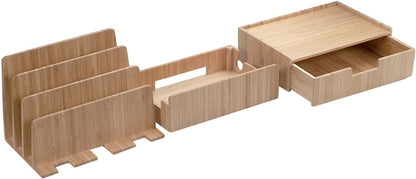 MobileVision Bamboo Charging Station & Multi Device Organizer Slim Version for Smartphones, Tablets, and Laptops