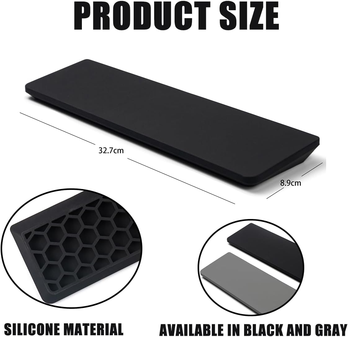 Ergonomic 75% Keyboard Wrist Rest-12.8" Silicone Non-Slip Keyboard Hand Rest, Relief of Hand Pain(White)