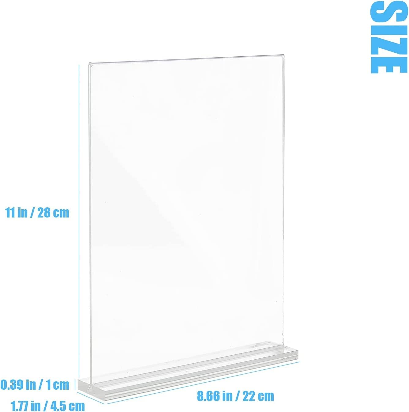Lechay 3 Pack Acrylic Sign Holder, 8.5 x 11 inches Clear Table Menu Display Stand Desktop Display Stand Paper Holder Table Top Sign Holder Suitable for Restaurants, Office, Home, Store