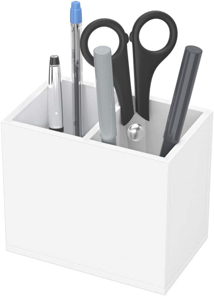 NIUBEE Acrylic Pen Holder 4 Compartments, Clear Pencil Organizer Cup for Countertop Desk Accessory Storage