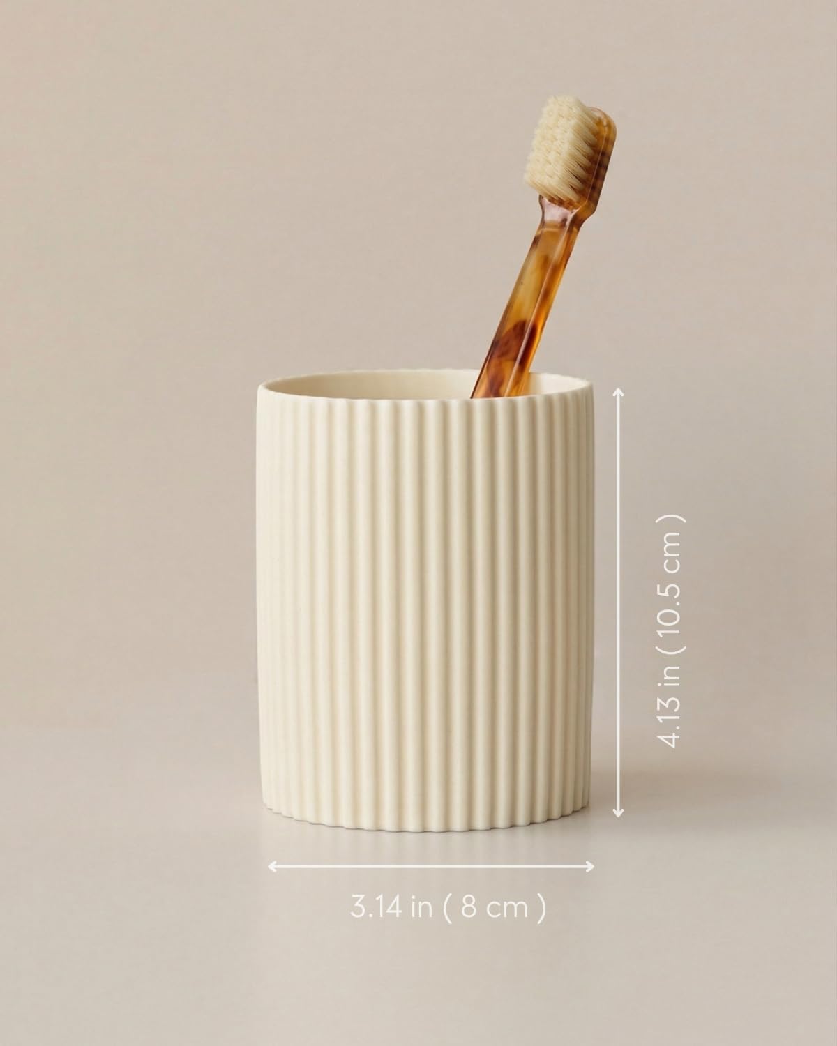 Ceramic Pen Holder for Desk, Ribbed Makeup Brush Organizer, Aesthetic Pencil Cup, Minimalist Desk Organizer, Office, Vanity, Aesthetic Desk Accessories