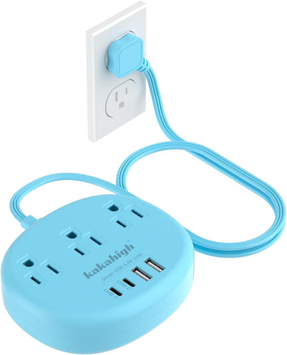 Pink Extension Cord with Surge Protected 1080J - 5 FT Kawaii Power Strip, 1625W Cute Extension Cord with 3 AC Outlet 4 USB (24W/4.8A), Compact for Cute Pink Kawaii Desk Home Essentials