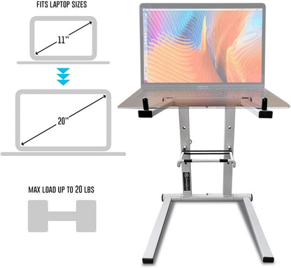 AXA AXCESSABLES DJ Laptop Stand with Travel Bag | Portable Foldable Aluminum Laptop Stand for Laptops up to 15 inches and 20lbs | No Assembly Required, Includes Carrying Bag