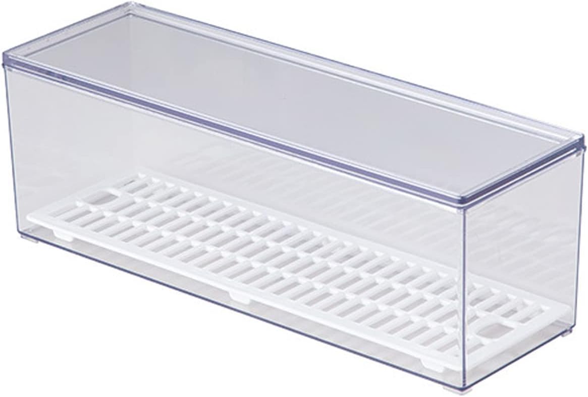 Transparent Flatware Tray Kitchen Drawer Organizer With Lid - Plastic Kitchen Cutlery Tray and Utensil Silverware Storage Container with Cover - Dinnerware Holder for Spoons Forks Knives