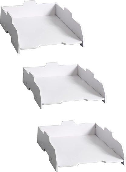 2/4/6 Tier Paper Organizer Letter Tray, Clear Acrylic Layer Stackable Paper Sorter, Plastic A4 Office File Folder Holder for for Desk Accessories, Notes, Pens, File, Document (Clear, 4 Tier)