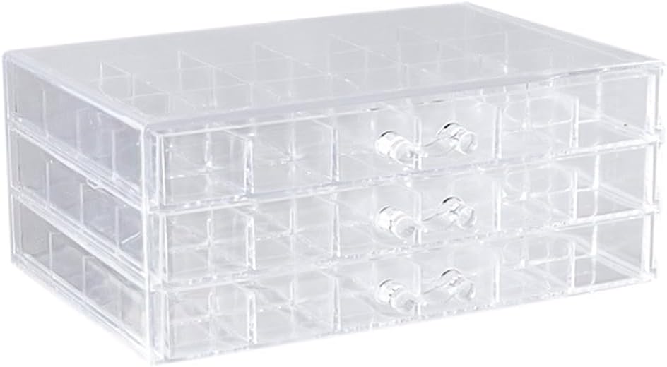 Compartment Storage Box 72 Grids Acrylic Organizer Box with 3 Drawers Storage Containers Transparent Organizer for Crafts Art Supply Painting Nail Tip Bead Earring Ring (Clear)