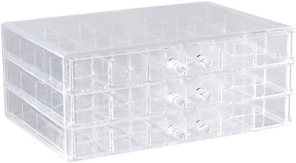 Compartment Storage Box 72 Grids Acrylic Organizer Box with 3 Drawers Storage Containers Transparent Organizer for Crafts Art Supply Painting Nail Tip Bead Earring Ring (Clear)