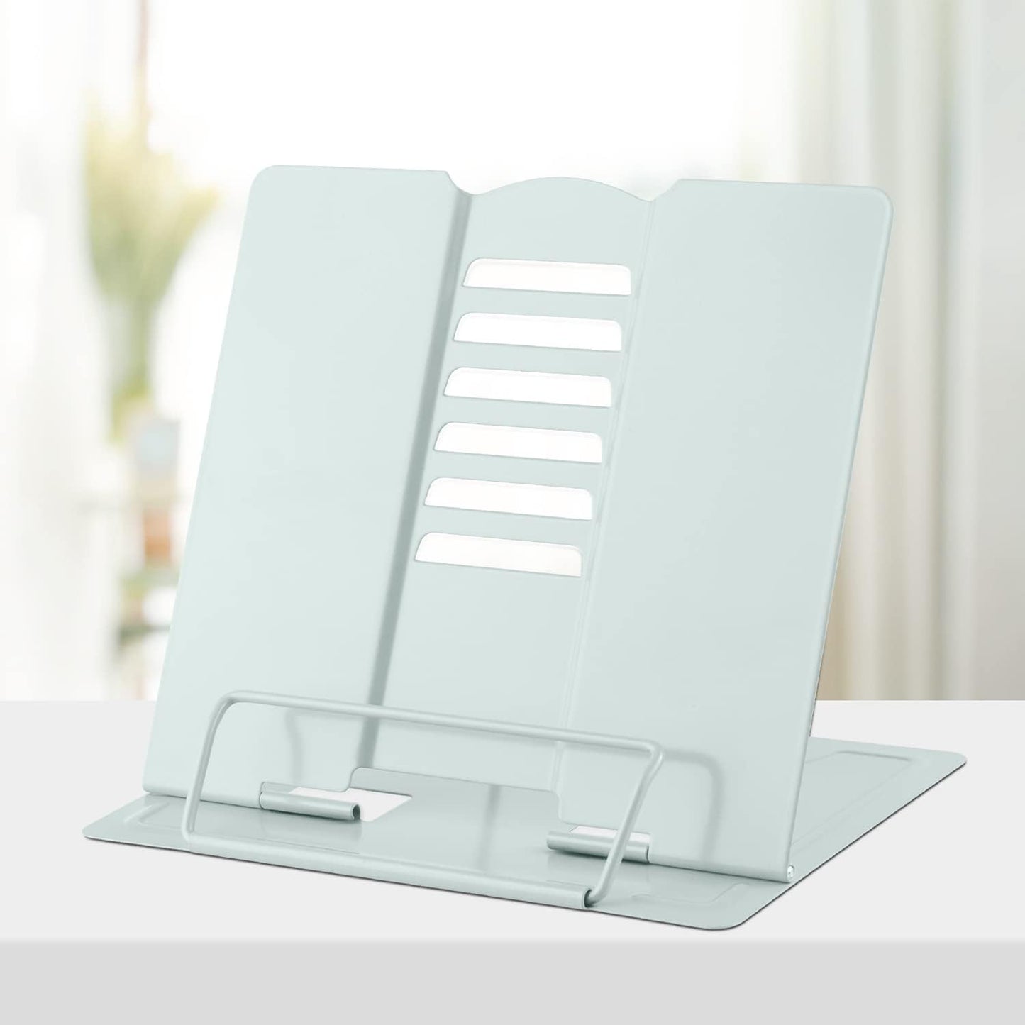 Honagu Metal Desk Book Holder, Hands Free Adjustable Cookbook & Document Holder, Portable Bookstand for Music Books, Textbooks, Recipes, Tablets & iPads (Purple)