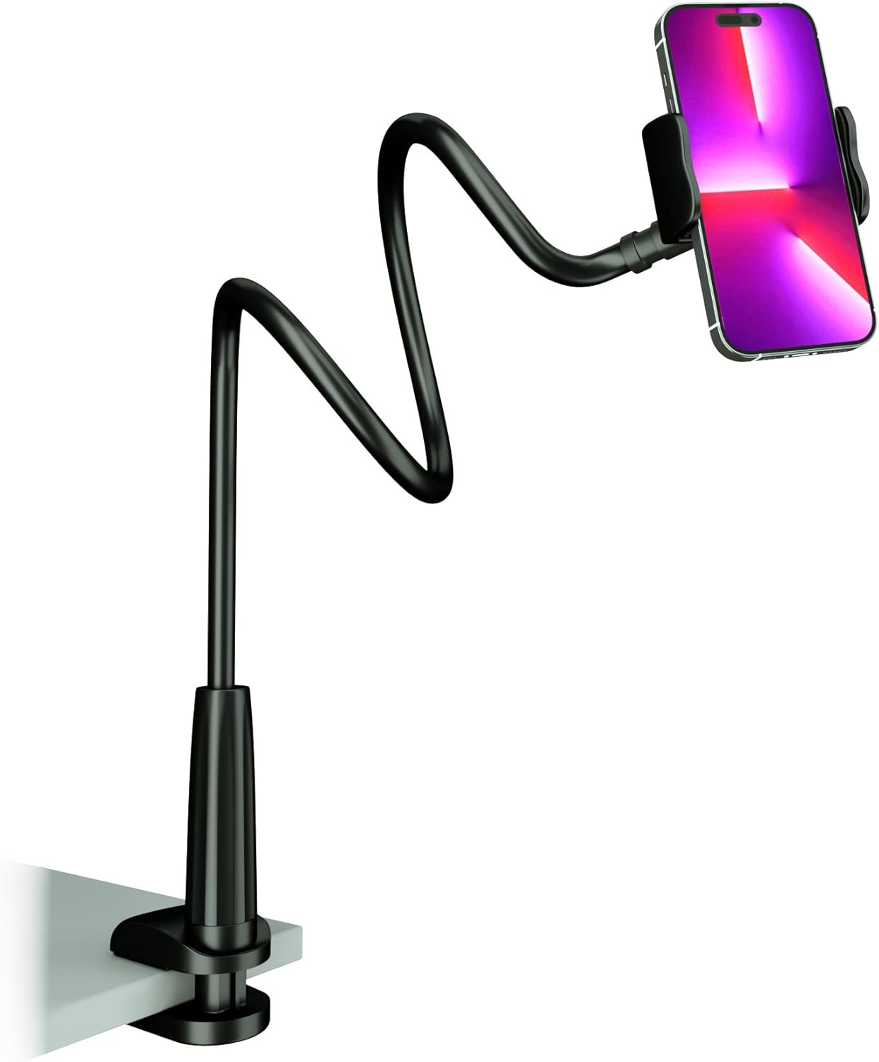 MAGIPEA Phone Holder for Bed, Gooseneck Phone Holder for Desk, Cell Phone Mount with Flexible Long Arm, Compatible with iPhone 17/16 Pro Max, 15, 14, and Other 3.5–7" Devices
