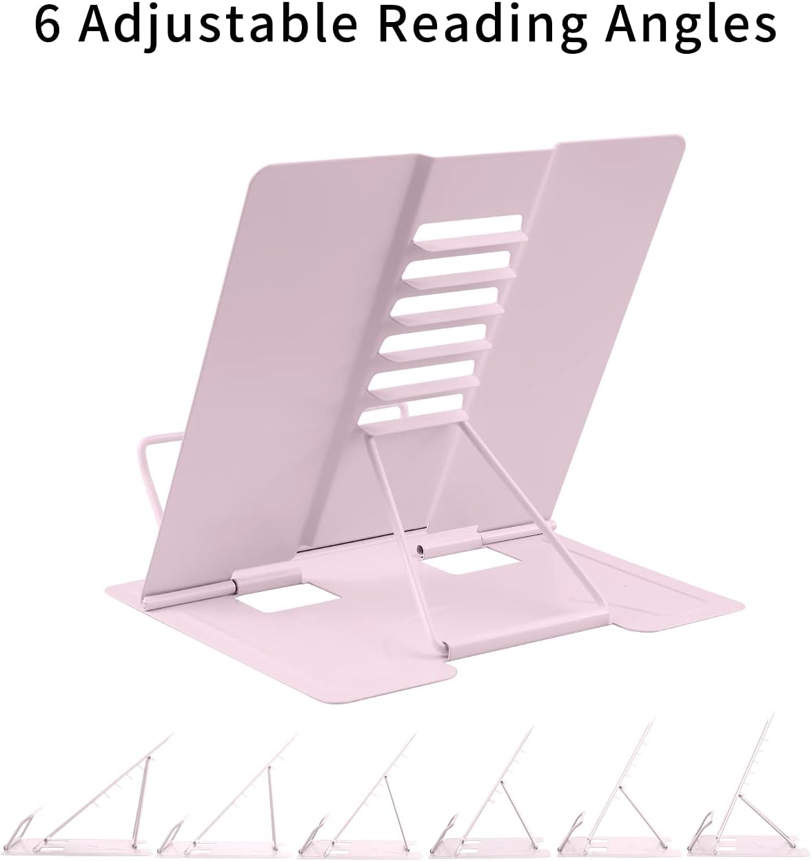 MSDADA Desk Book Stand Metal Reading Rest Book Holder Adjustable Cookbook Documents Holder for Recipes Textbooks Tablet Music Books, Mom Gifts, Gifts for Grandma Mom Mothers Day(Light Purple)