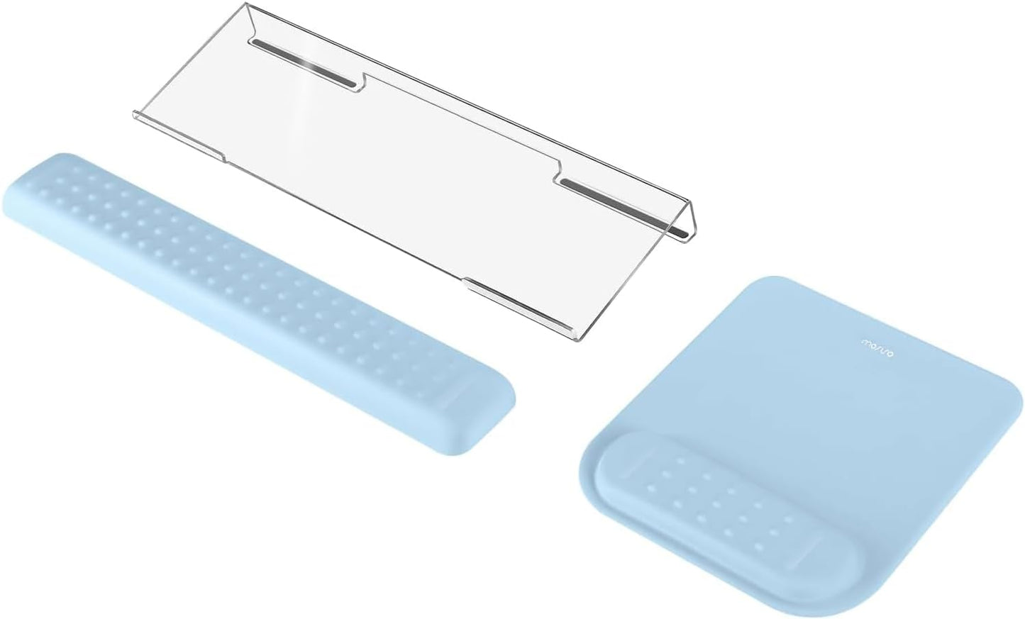 MOSISO Computer Keyboard Stand&Wrist Rest Support for Keyboard &Mouse Pad Set, Ergonomic Massage Wrist Rest Set, Easy Typing Working Acrylic Clear Stand for Office Home, Apricot