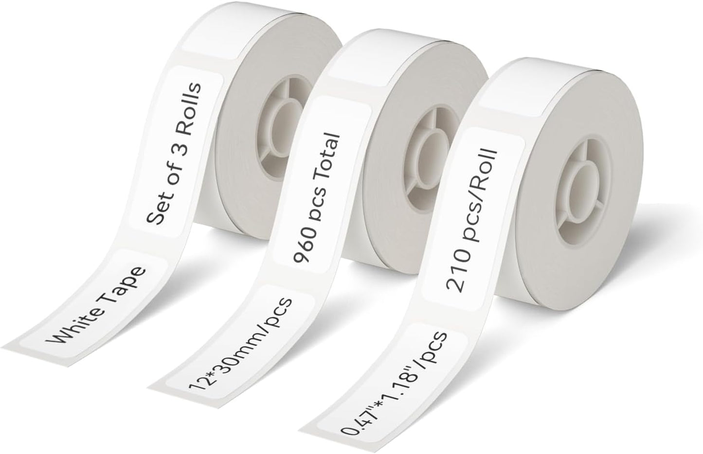 NIIMBOT D11 Label Tape D110 Label Maker Papers 3Rolls Cable Labels, Self-Adhesive Labeling Tape 0.47" X 4.29" (12 X 109mm) Cable Label Refills for Home Office Circuit Box, 195 Labels/3Rolls, White