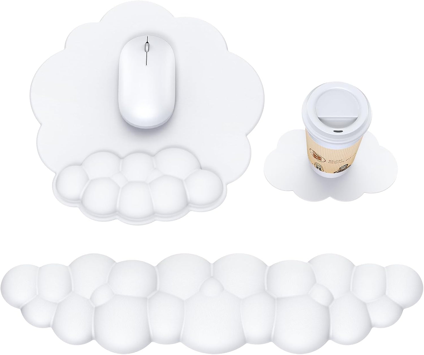 MOKURU Cloud Mouse Pad with Wrist Rest, Cloud Keyboard Wrist Rest, Mouse Pad Wrist Support, Ergonomic Keyboard Mouse Wrist Support White