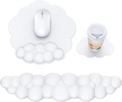 MOKURU Cloud Mouse Pad with Wrist Rest, Cloud Keyboard Wrist Rest, Mouse Pad Wrist Support, Ergonomic Keyboard Mouse Wrist Support White