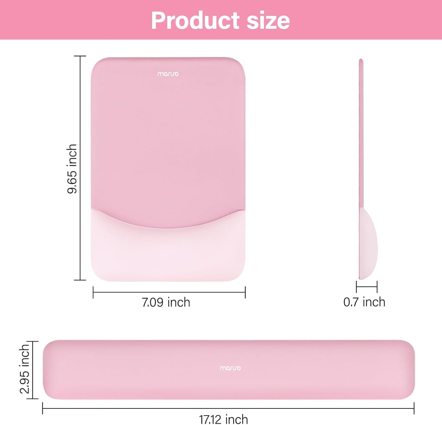 MOSISO Wrist Rest Support for Mouse Pad&Keyboard Set, Rectangular Ergonomic Mousepad Non-Slip Base Home/Office Pain Relief&Easy Typing Pad with Neoprene Cloth&Raised Silicone Lining, Green