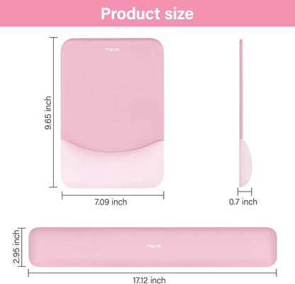 MOSISO Wrist Rest Support for Mouse Pad&Keyboard Set, Rectangular Ergonomic Mousepad Non-Slip Base Home/Office Pain Relief&Easy Typing Pad with Neoprene Cloth&Raised Silicone Lining, Green