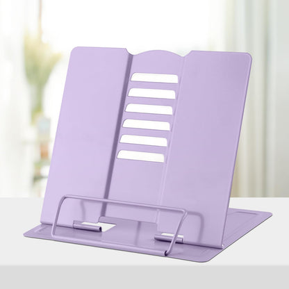 Honagu Metal Desk Book Holder, Hands Free Adjustable Cookbook & Document Holder, Portable Bookstand for Music Books, Textbooks, Recipes, Tablets & iPads (Purple)