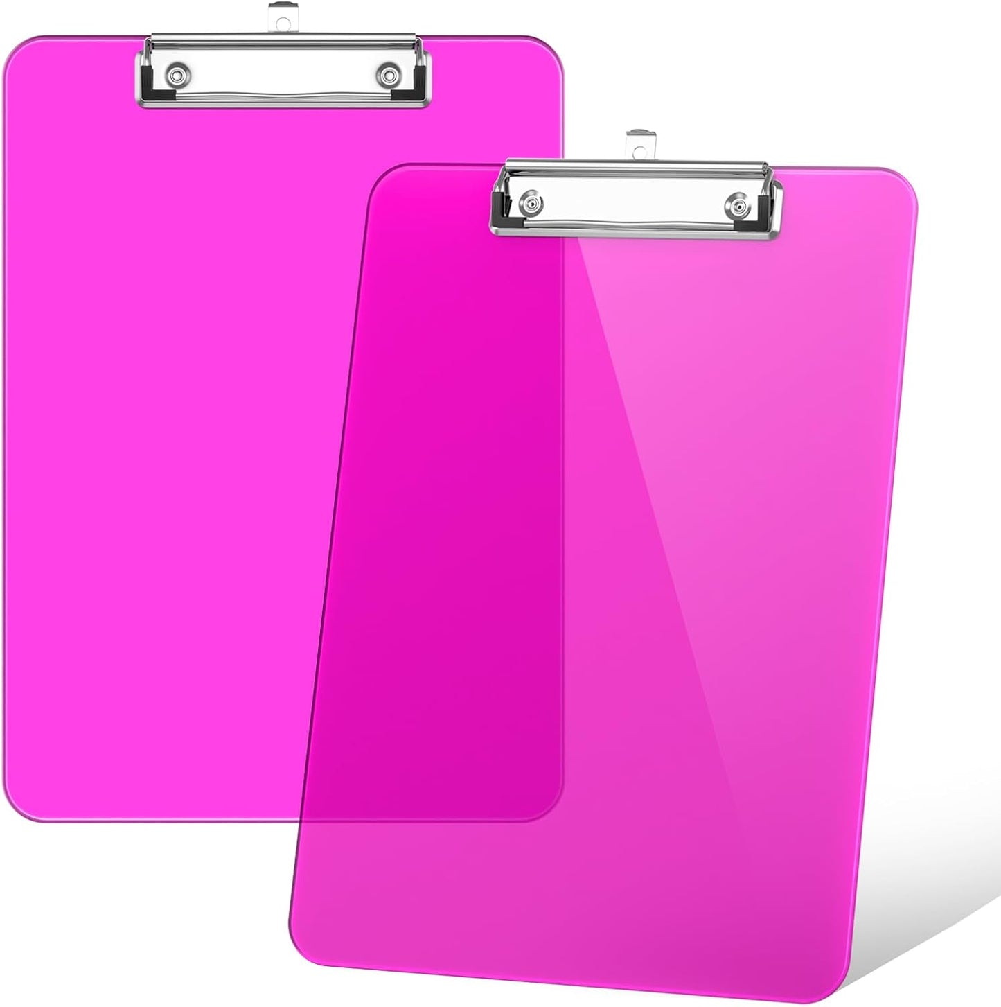 Rimilak 8.5 x 11 Plastic Clipboards Set of 2, Low Profile Metal Clip, Translucent Board, 12.5 x 9 in Letter Size, Office Supply, Back to School, Purple