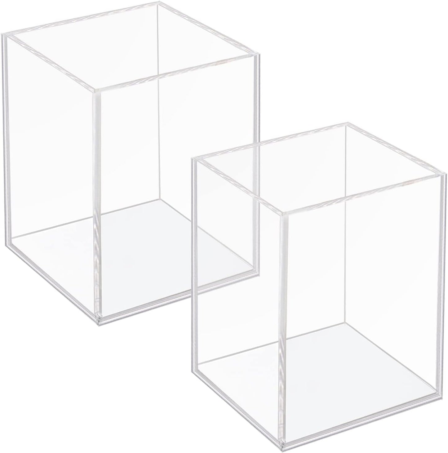 Ptaedex 2 Pack Acrylic Pen Pencil Holder, Black Makeup Brush Holder Cup Storage Office Desktop Desk Table Stationery Organizer