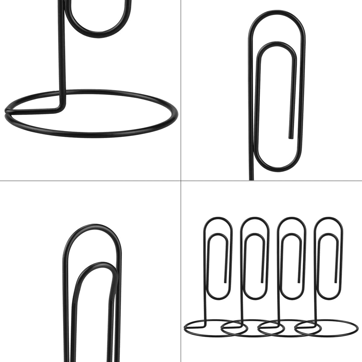 5.2 Inch Desktop Memo Holder, 4 Pack Jumbo Metal Desk Paper Clip Organizer for Office Table, Place Card, Bills, Photos, Table Numbers, Multi-Purpose Document Stand Accessory