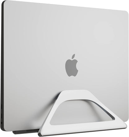 Elestoria Aluminum Vertical Laptop Stand with Gravity Auto-Lock – Adjustable Laptop Holder Vertical fits MacBook Pro/Air, Chromebook & Gaming Laptops up to 17.3" – Space-Saving Desktop Dock - Silver