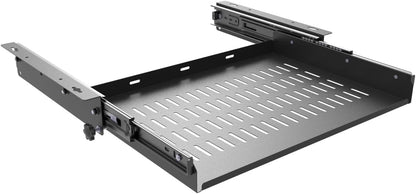 JINGCHENGMEI 21 inch Sliding Under Desk Laptop Mount with Air Vents, Metal Under Desk Slide Out Tray for Laptop (21 Inch)