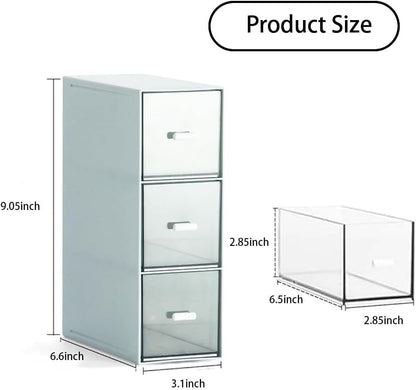 Plastic Tea Bag Organizer with 3 Drawers, Desk Drawer Organizer, Stackable Storage Drawers, White Tea Box, Makeup Organizer, Clear Tea Bag Storage, Coffee Storage for Tea Bags, Sugar Packets, Cosmetic