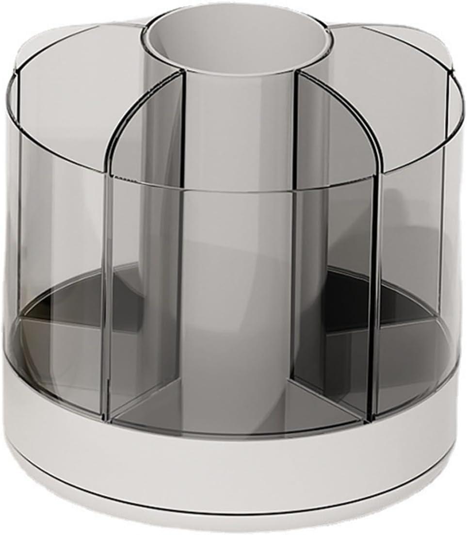 Marte Vanci 360 Degree Rotating Pen Pencil Holder Desk Stationery Organizer Tidy Organizer for Pencil Makeup Painting Brush Cosmetic Craft Storage Bin Pen Pot for Home Office School 6 Slots White