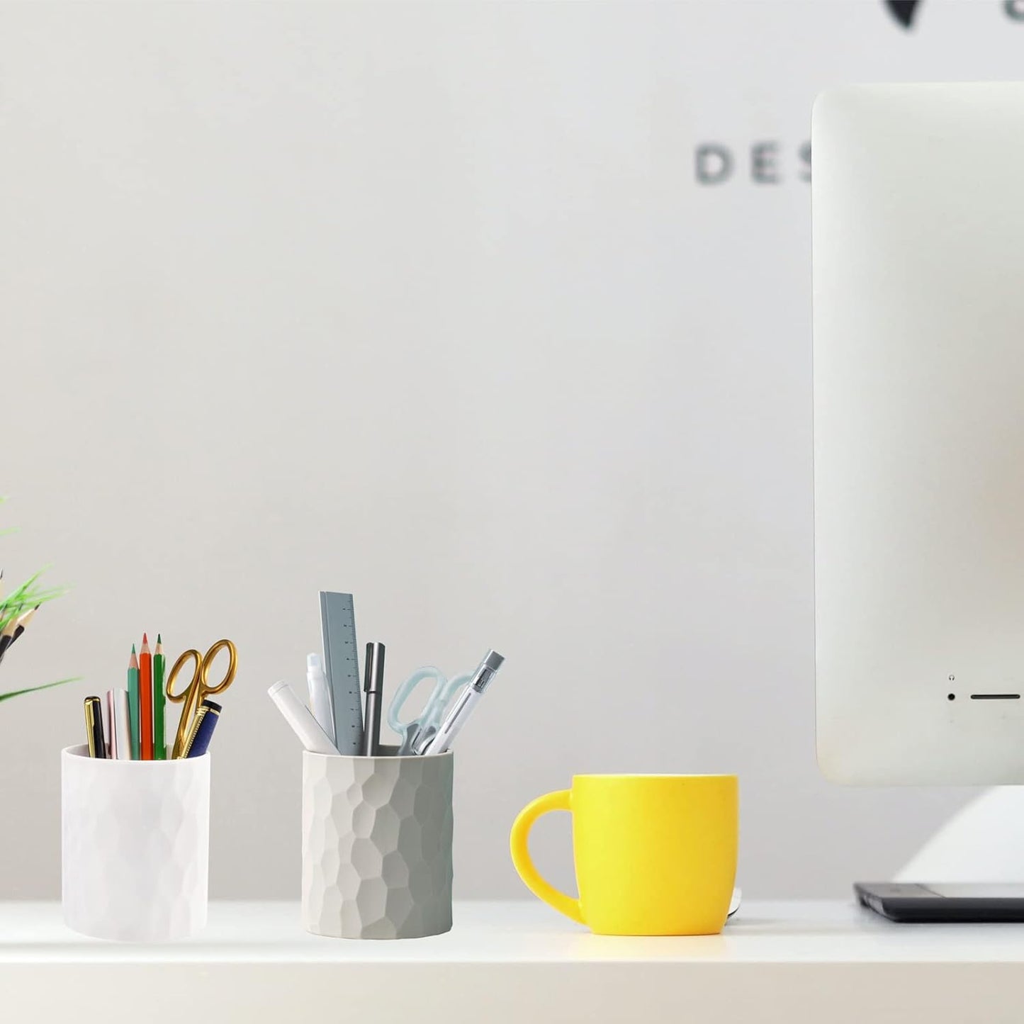 minimaliving Pen Holder,Nordic Style Silicone Waterproof Pencil Holder for Desk Simple&Modern Minimalist Makeup Organizer Multifunctional Office Supplies for Home,Kids and School(Beige)