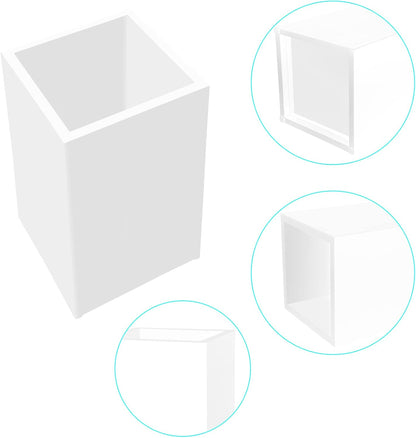 2 Pack Clear Acrylic Pencil Pen Holder Cup,Desk Accessories Holder,Makeup Brush Storage Organizer,Modern Design Desktop Stationery Organizer for Office School Home Supplies,2.6x 2.6x 4 inches