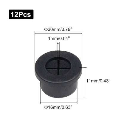 1 Inch Cable Grommet (25mm) – 12 Pcs Flexible Rubber Wire Hole Covers for Server Racks, Network Boxes, Thick Cable Management (Black)