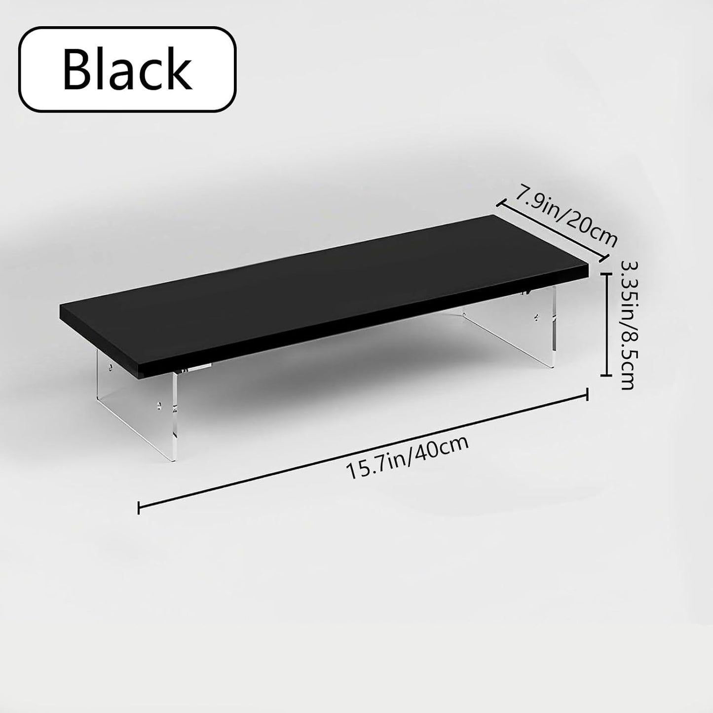 Anti-slip Monitor Stand Riser 2.16/3.34 Inch 2 Height Adjustments Clear Acrylic Stand with Clear Anti-slip Mat, Desk Accessories Screen/PC/Printer/Laptop/Mirror Riser 7.8 x 15.7 Inch (White)