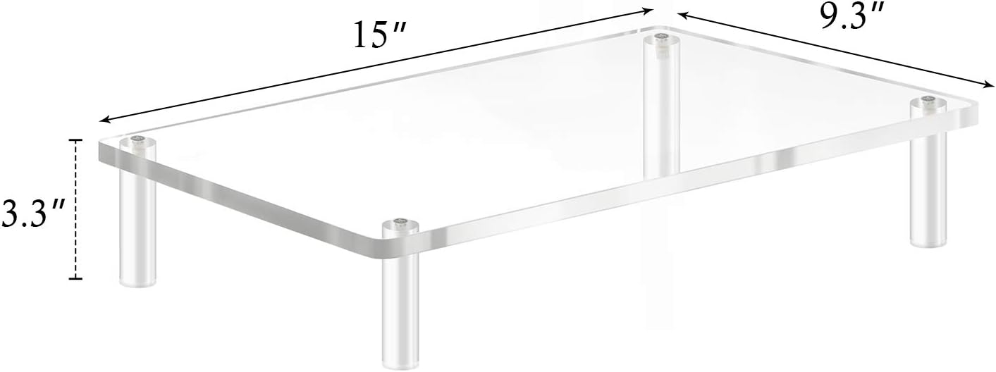 Yestbuy Acrylic Monitor Stand Riser, Clear Computer Monitor Riser, Desktop Organizer Stand for Office Accessories, Printer, Notebook, and All Flat Screen Display, Ergonomic Monitor Riser Stand