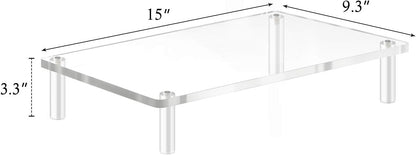 Yestbuy Acrylic Monitor Stand Riser, Clear Computer Monitor Riser, Desktop Organizer Stand for Office Accessories, Printer, Notebook, and All Flat Screen Display, Ergonomic Monitor Riser Stand