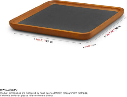 Oirlv Solid Wood Jewelry Display Tray Small Jewelry Tray Rings Earrings Bracelets Necklace Holder Organizer(Rectangle, Grey)