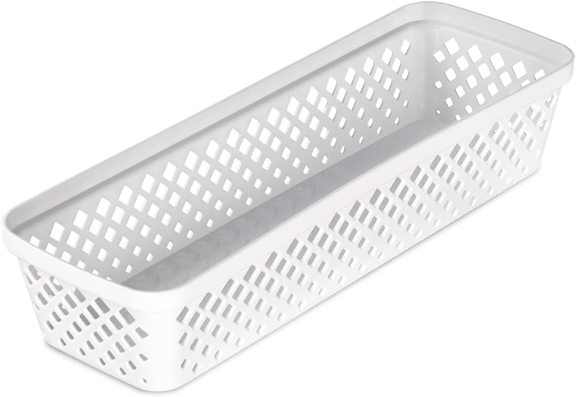 Glad Plastic Storage Basket Set - Multipurpose Drawer Trays, Kitchen Pantry Containers, and Bathroom Bins - 6 Pack Medium Organizers, Grey