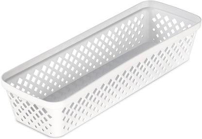 Glad Plastic Storage Basket Set - Multipurpose Drawer Trays, Kitchen Pantry Containers, and Bathroom Bins - 6 Pack Medium Organizers, Grey