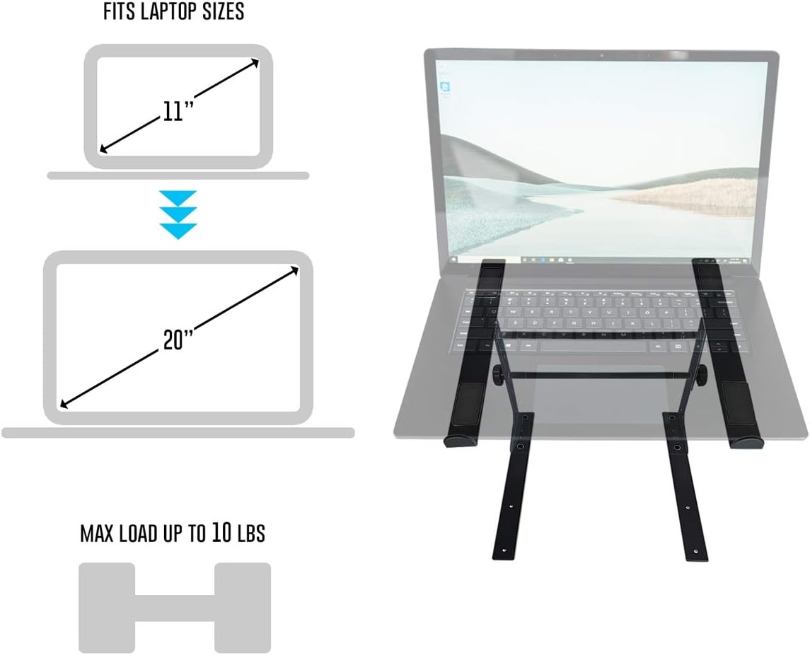 AXA AXCESSABLES DJ Laptop Stand with Travel Bag | Portable Foldable Aluminum Laptop Stand for Laptops up to 15 inches and 20lbs | No Assembly Required, Includes Carrying Bag