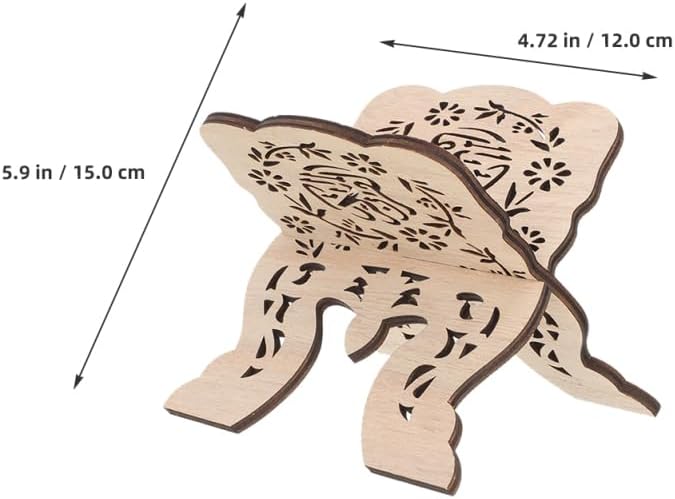 2Pcs Quran Holder Book Stand Wooden Carved Prayer Book Display Holder for Bible Magazine Cookbook