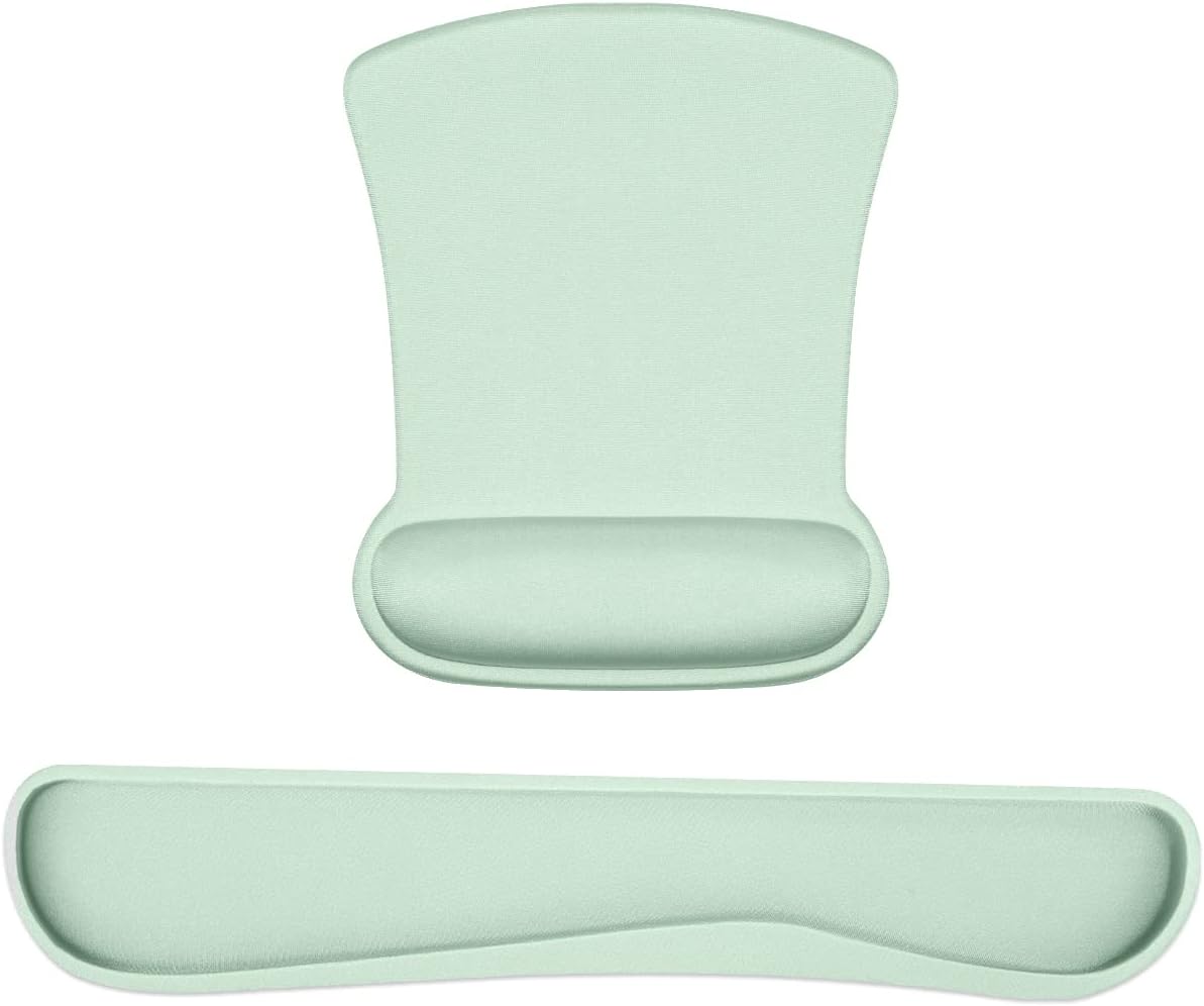Ergonomic Wrist Rest Support for Mouse Pad and Keyboard Set, Comfortable Memory Foam Keyboard Pad and Soft Gel Mouse Pad, Easy Typing and Pain Relief for Gaming, Office, Laptop, Apricot