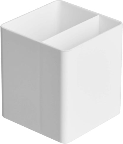 Amazon Basics Plastic Desk Organizer Pen Cup White | Holds Pens/Pencils