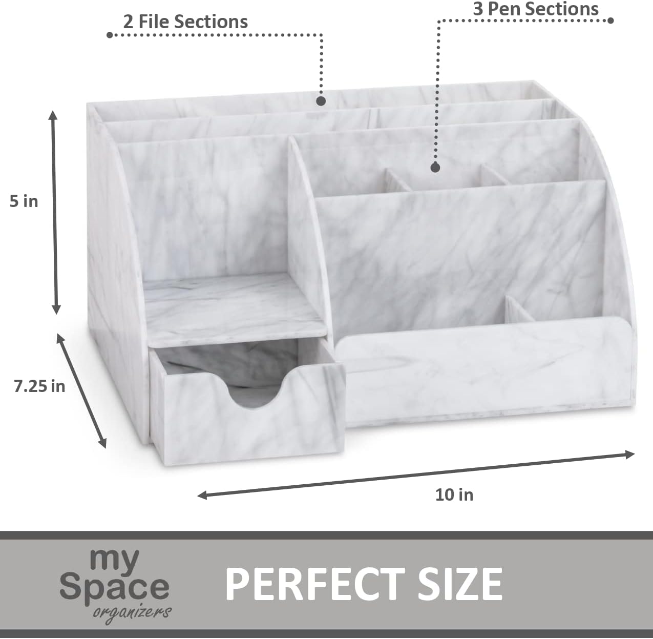 My Space Organizers Clear Acrylic Desk Oganizer, 9 Compartments, Office Supplies and Desk Accessories Organizer, Home Decor Desktop Organizer (Clear)