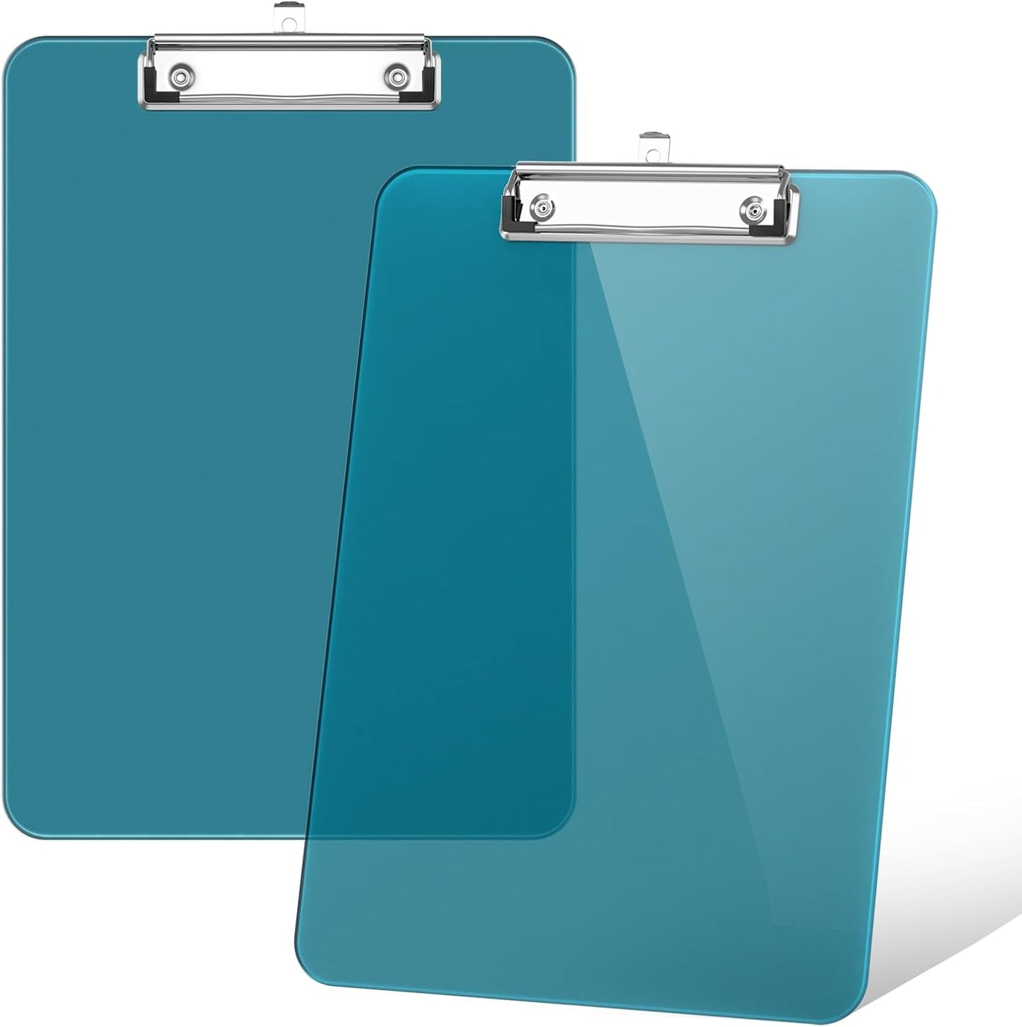 Rimilak 8.5 x 11 Plastic Clipboards Set of 2, Low Profile Metal Clip, Translucent Board, 12.5 x 9 in Letter Size, Office Supply, Back to School, Purple