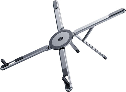 Portable Laptop Stand, Adjustable Aluminum X-Frame Computer Riser, Foldable Notebook Holder with Multi-Angle Support