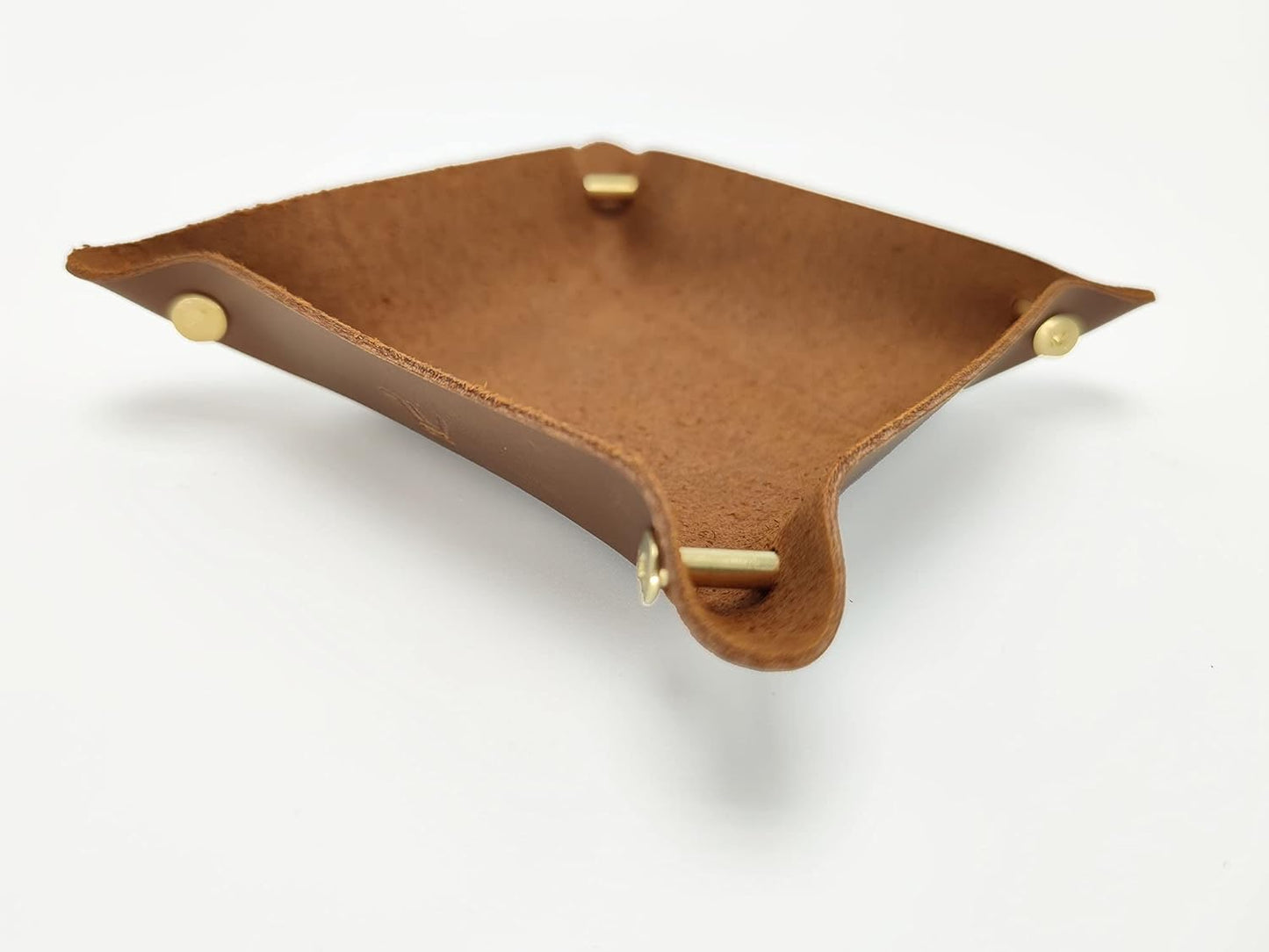 Leather Valet Tray Entryway Catchcall Tray Nightstand Organizer Storage for Wallets Watches Keys Holder Dish Bowl Coins Office Desk Accessory (Antique Brown-Oil Wax Leather).